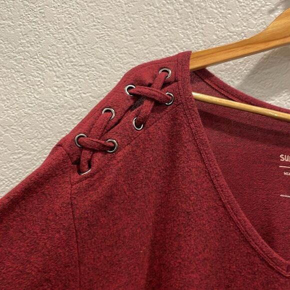 Torrid Super Soft Plush Red Lace Up 3/4 Sleeves V Neck Sweater Top Size 3X - Picture 3 of 8